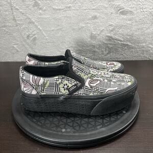 Vans Black and Pink Floral Slip-On Shoes